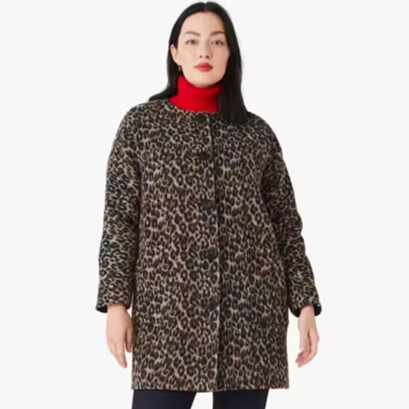 kate spade Jackets & Blazers - Kate Spade New York Women's Large Brown Brushed Leopard Sugarcoat Topper HR2-81